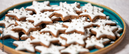 star shaped Christmas beautifully decorated gingerbread cookies photo