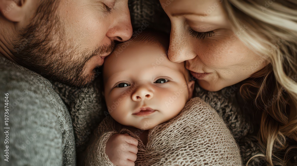Loving Parents With Their Newborn Baby Loving Parents With Their Newborn Baby