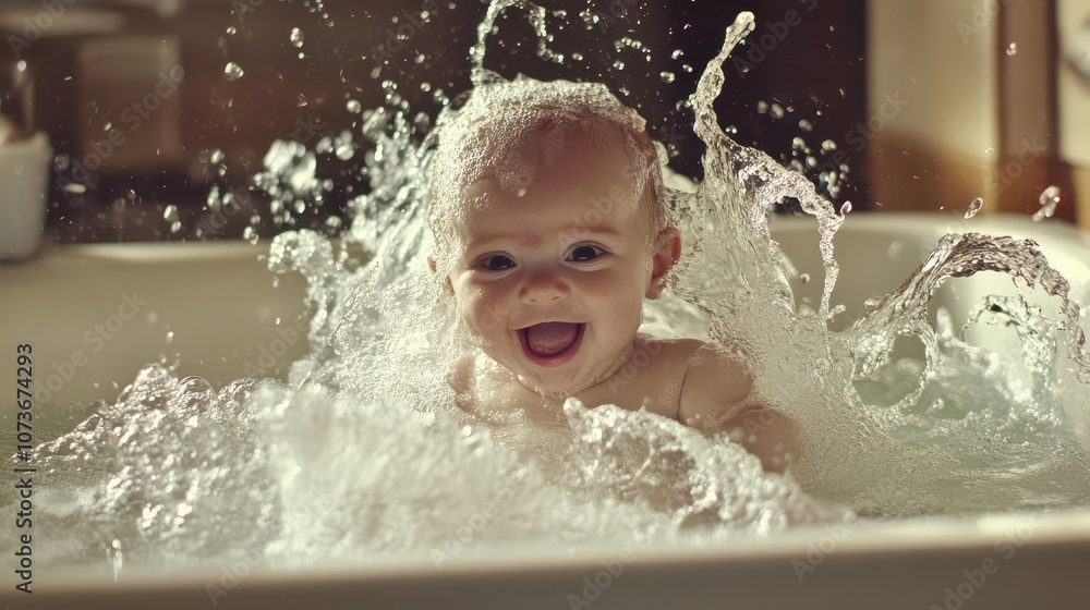 Joyful Baby Splashing in Water Joyful Baby Splashing in Water