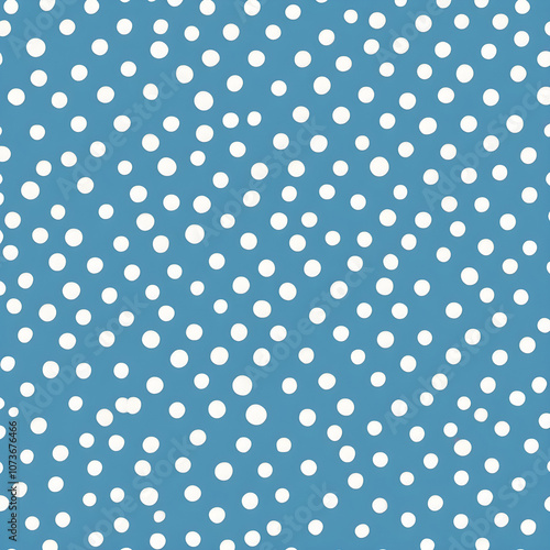 White polka dots on a light blue background. Sharp dot details in 8K with studio lighting that makes the pattern look vibrant and realistic.