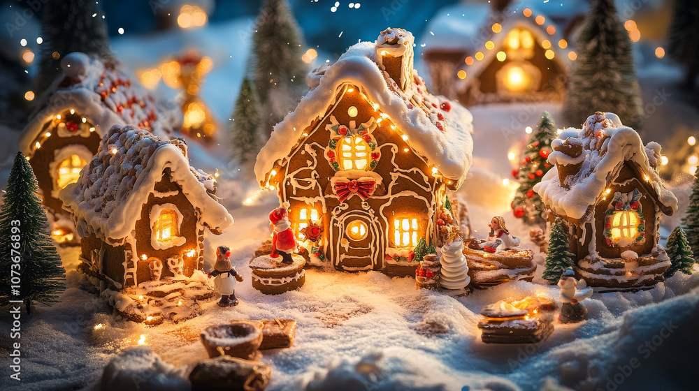 Fototapeta premium Christmas Bakery with Enchanted Gingerbread Houses