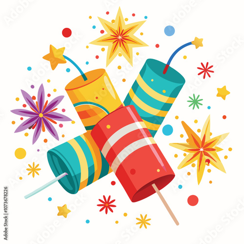 Celebration Popper's vector is isolated on white background. Vector illustration