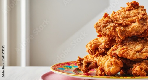 Delicious fried chicken served on a festive plate.