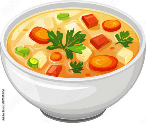 Colorful Vegetable Soup Illustration