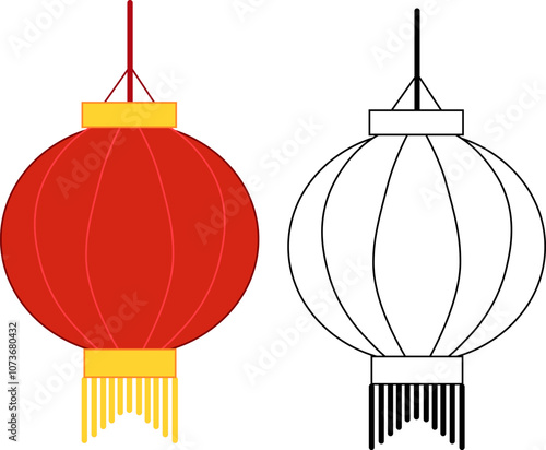Lantern Chinese New Year  festive isolated design. Vector cartoon graphic illustration can be used for banners, cards, packaging.