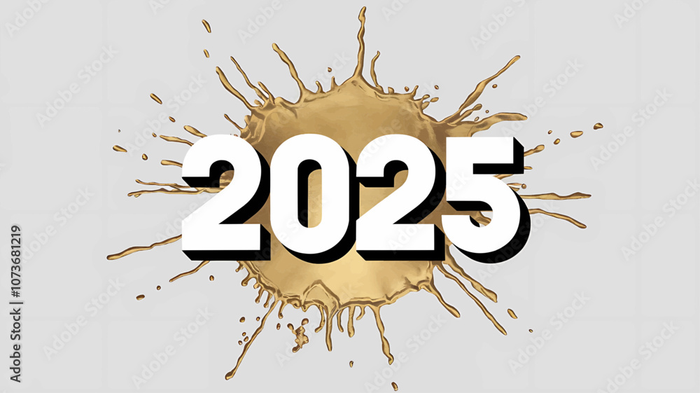 2025 Typography with Gold Splash Effect, Perfect for New Year Graphics, Celebratory Posters, and Event Invitations 2025 Typography with Gold Splash Effect, Perfect for New Year Graphics, Celebratory Posters, and Event Invitations