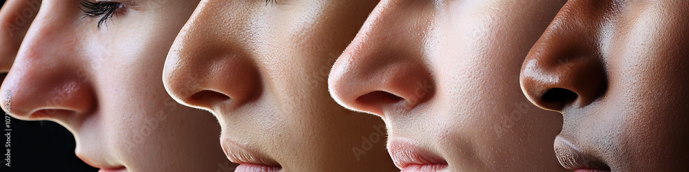 Naklejka premium Nose: A montage of noses from around the world, showcasing the vast variety in size, shape, and ethnicity.