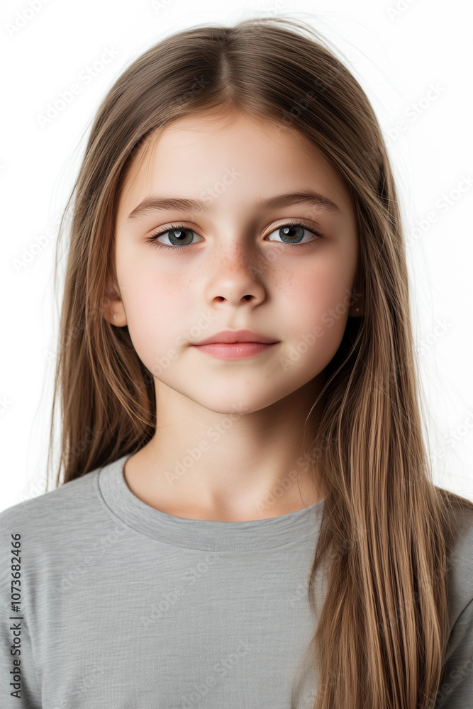 Passfoto für Kinderausweis - Mädchen mit langen braunen Haaren und grauem Shirt
Passfoto für Kinderausweis - Mädchen mit langen braunen Haaren und grauem Shirt