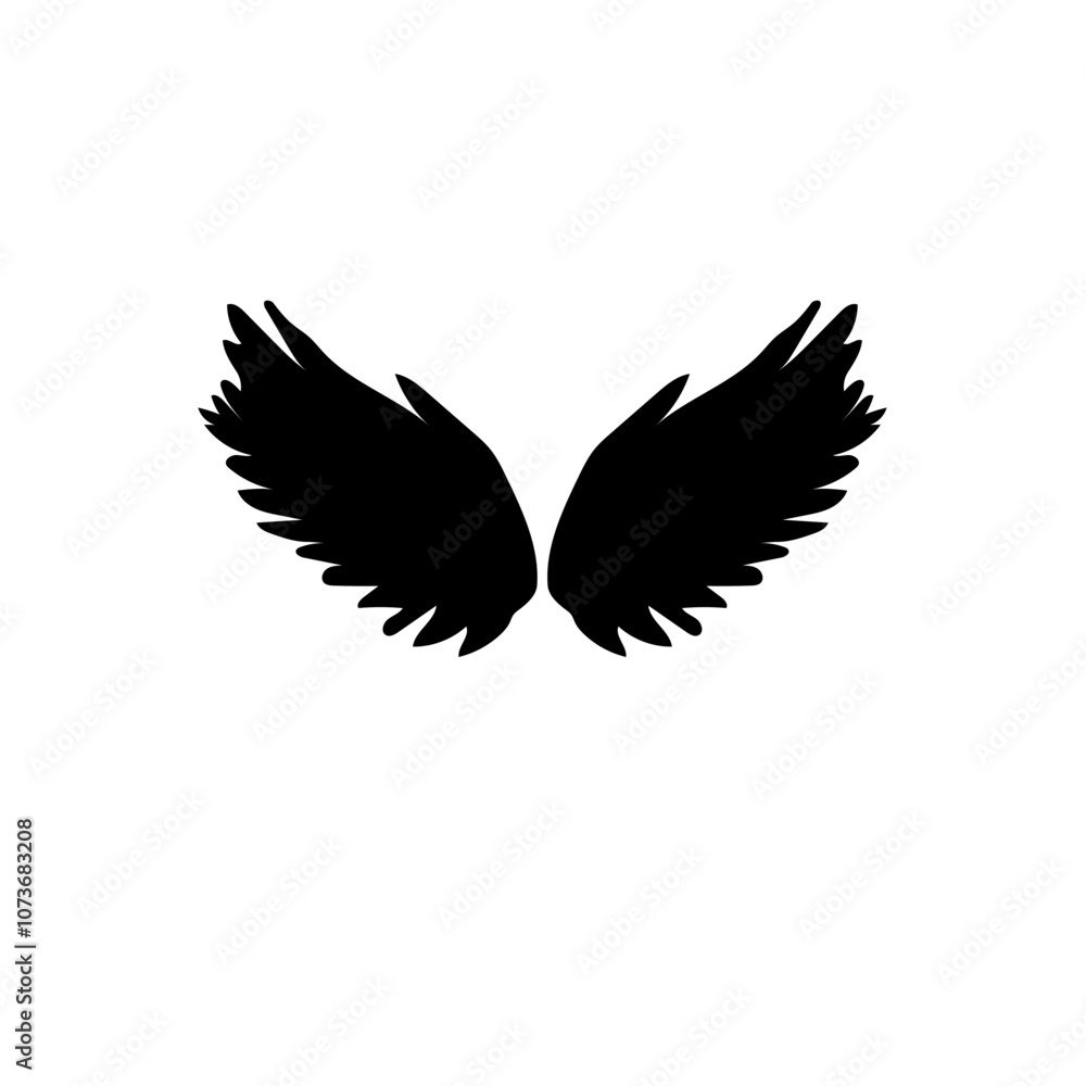 Black and Pinion wings of bird on white background, Vector. Falcon Eagle Bird Logo Template vector icon, black wings animal wings, bird, bat and fly Black and Pinion wings of bird on white background, Vector. Falcon Eagle Bird Logo Template vector icon, black wings animal wings, bird, bat and fly