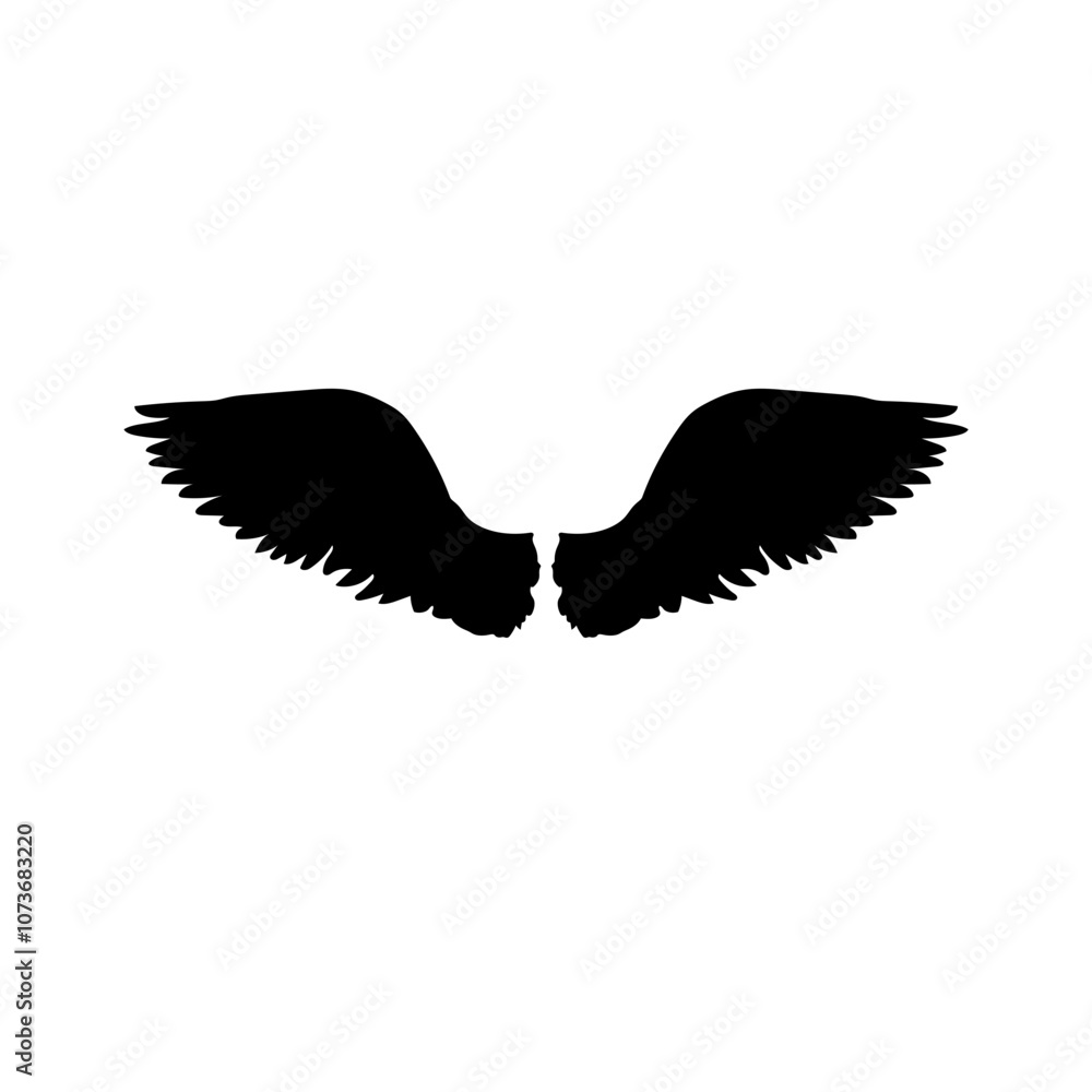 Obraz premium Black and Pinion wings of bird on white background, Vector. Falcon Eagle Bird Logo Template vector icon, black wings animal wings, bird, bat and fly