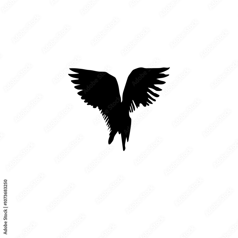 Black and Pinion wings of bird on white background, Vector. Falcon Eagle Bird Logo Template vector icon, black wings animal wings, bird, bat and fly Black and Pinion wings of bird on white background, Vector. Falcon Eagle Bird Logo Template vector icon, black wings animal wings, bird, bat and fly