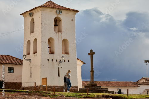 Chinchero is a picturesque town located in the Sacred Valley of the Incas, about 30 kilometers from Cusco, Peru. Known for its traditional Andean culture, it offers stunning views of the surrounding  photo