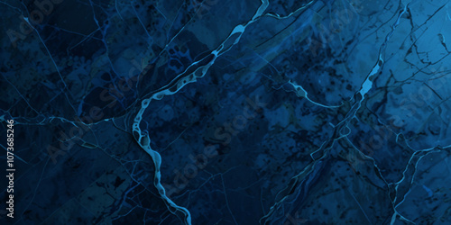 Beautiful luxury dark blue stucco Wall marble texture Background, freshly applied blue oil paint on canvas with soft stains, Close up photo of blue toned frozen cracked water surface background.