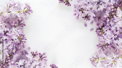 Delicate lilac flowers arranged decoratively on a light background, creating a serene atmosphere in springtime photo