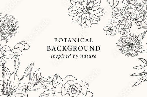 Hand drawn garden flowers background