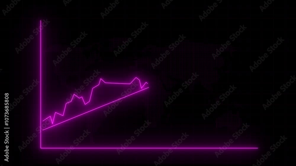 Neon glowing Trading, currency rate, business finance and industry development concept animation. Neon Chart with rising saving rates. Neon glowing Trading, currency rate, business finance and industry development concept animation. Neon Chart with rising saving rates.