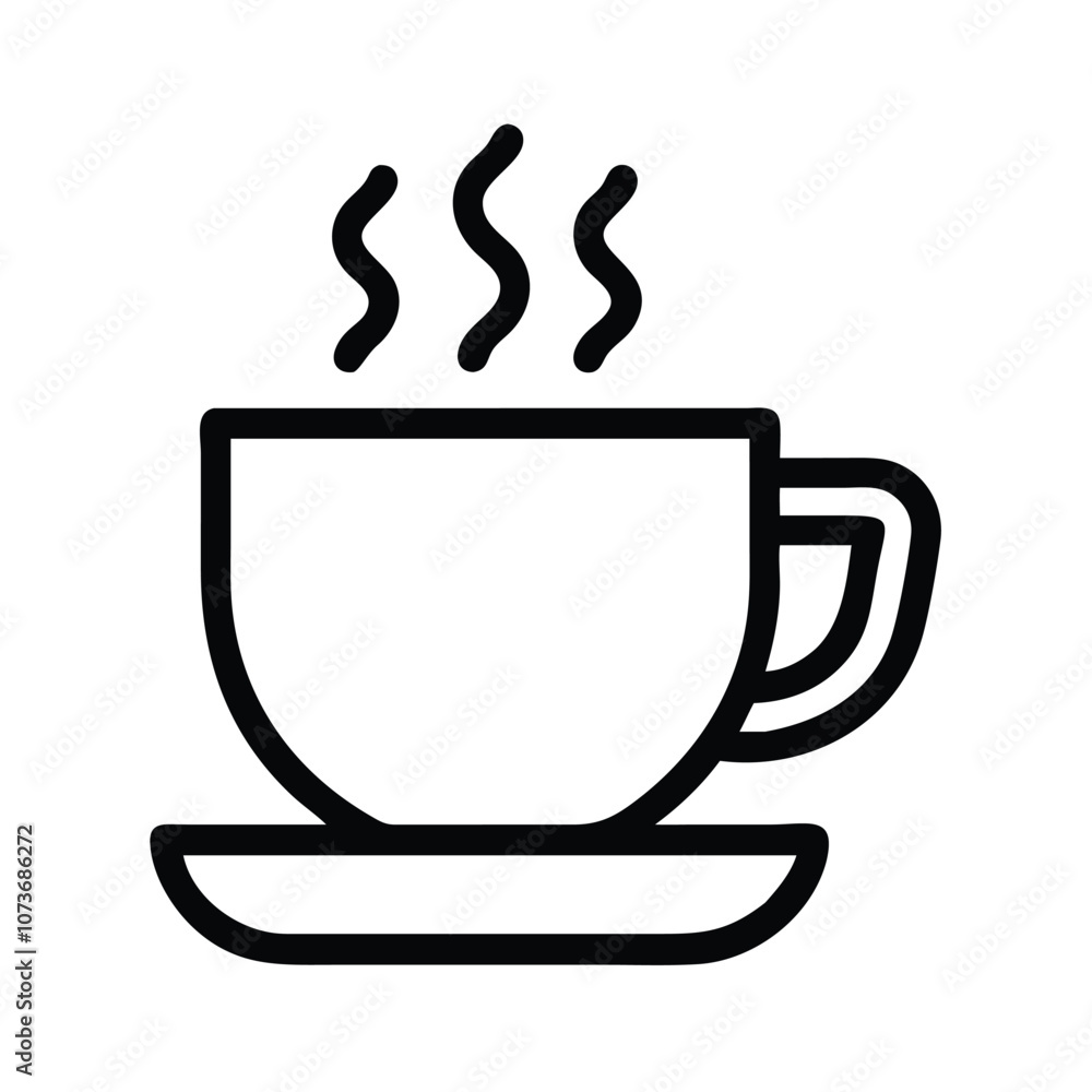 Steaming coffee cup vector illustration in black outline, Minimalistic vector illustration of a steaming coffee cup with a simple black outline, representing a hot beverage like coffee or tea.
Steaming coffee cup vector illustration in black outline, Minimalistic vector illustration of a steaming coffee cup with a simple black outline, representing a hot beverage like coffee or tea.