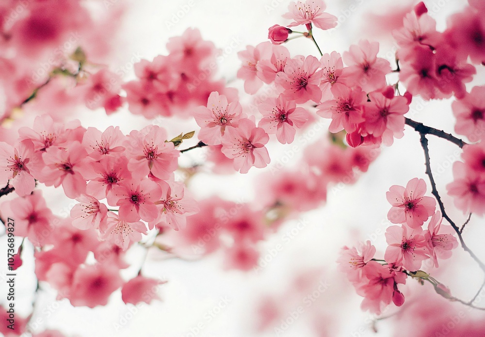 Obraz premium Pink Cherry Blossoms Close-Up Photography