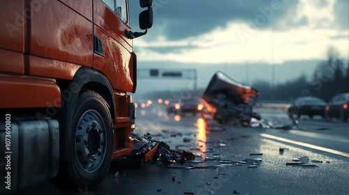 A Truck Got Into an Accident on the Highway

 photo