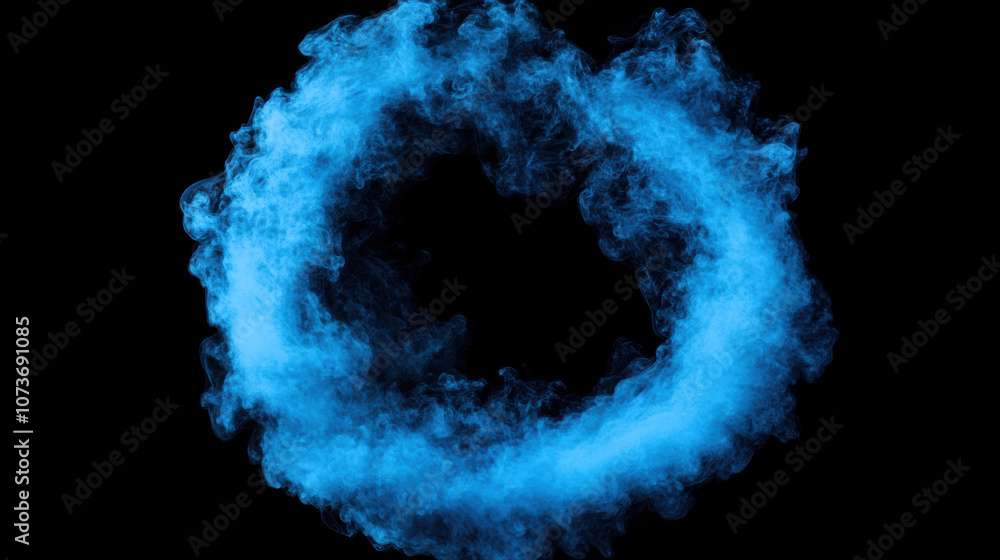 Abstract blue smoke ring on black background Abstract blue smoke ring on black background
