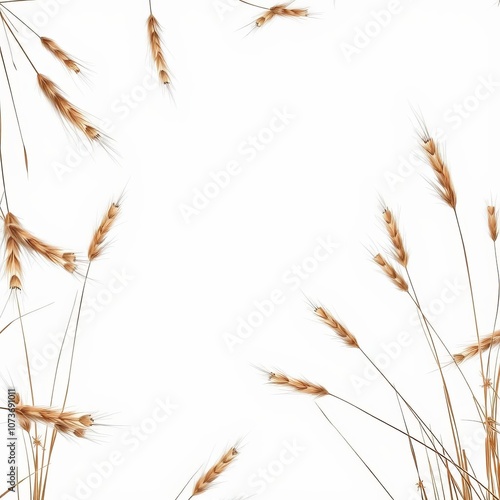 Frame of dry grass isolated on white background spikes dry lagurus frame christmas isolated photo