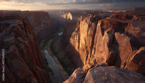 Dramatic Canyon Landscape with Sheer Red Rock Walls