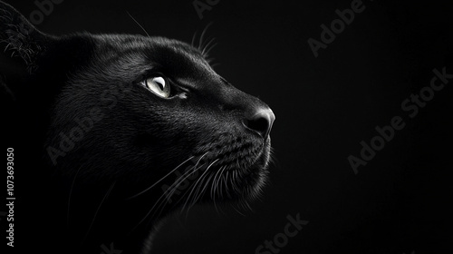 Close-Up Profile of a Black Cat photo