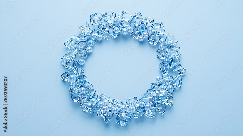 Elegant Blue Glass and Pearl Wreath Elegant Blue Glass and Pearl Wreath