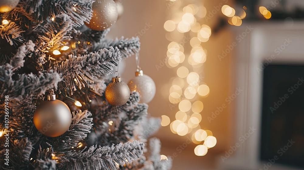 A beautifully decorated Christmas tree with glowing lights and hanging ornaments, set against a soft bokeh background of twinkling lights. A beautifully decorated Christmas tree with glowing lights and hanging ornaments, set against a soft bokeh background of twinkling lights.