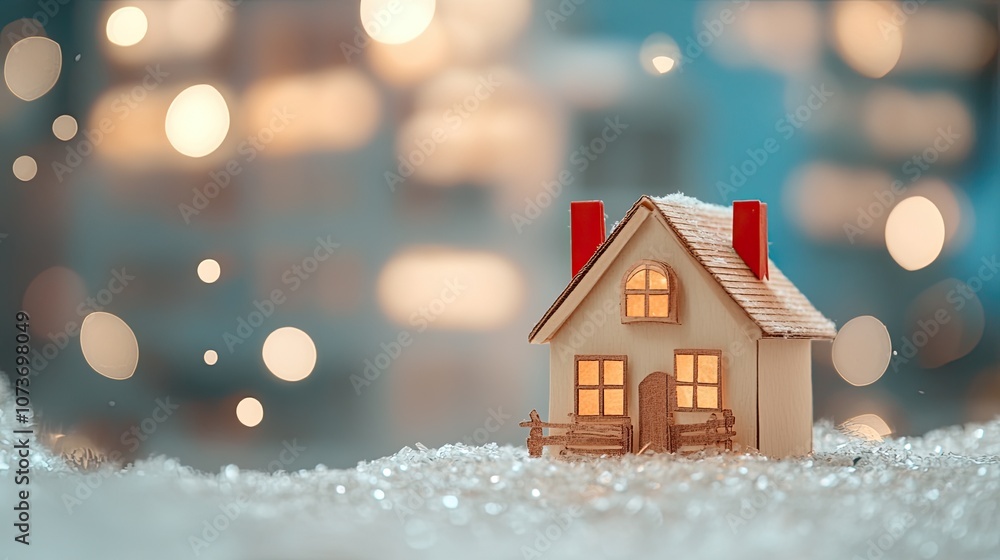 A charming paper cut-out of a cozy home with empty displayed on the front porch, symbolizing warmth and joy. A charming paper cut-out of a cozy home with empty displayed on the front porch, symbolizing warmth and joy.