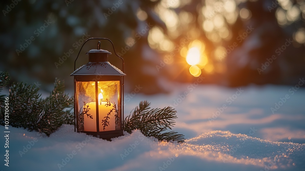 Christmas lantern in the snow Christmas lantern in the snow
