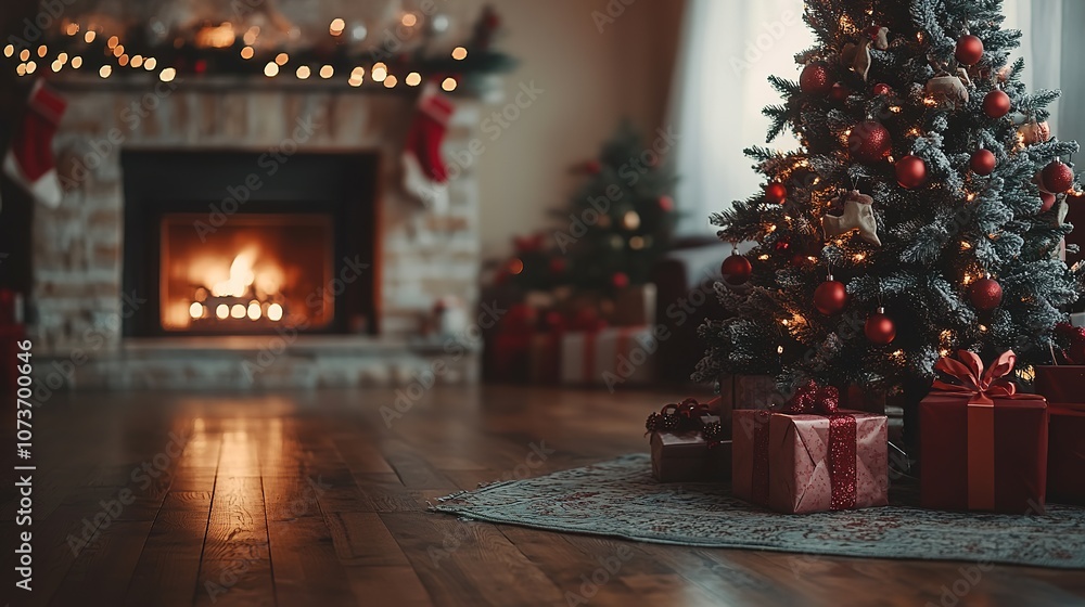 Fireplace with christmas decorations
Fireplace with christmas decorations