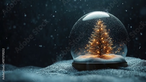 Snow globe with tree in the snow	