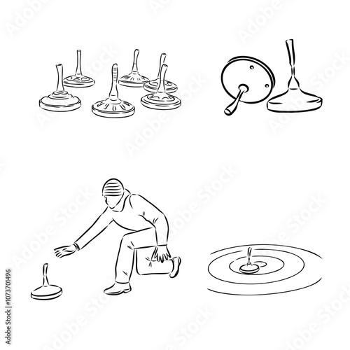 bavarian curling sport, vector sketch . Vector element of winter ice sports.