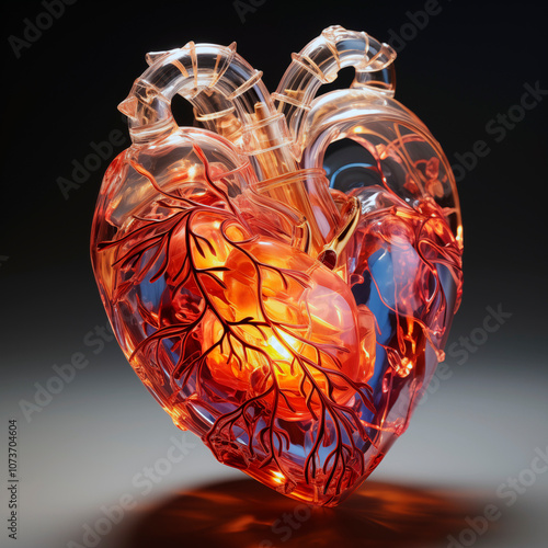 Wallpaper Mural Artistic translucent glass heart with glowing interior Torontodigital.ca
