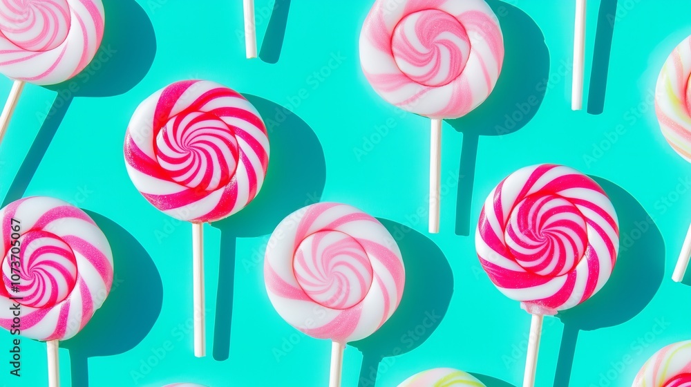 National Hard Candy Day colorful candy lollipops arranged in a repeating pattern. The lollipops feature pink, white, and purple swirls, evoking a festive, party vibe National Hard Candy Day colorful candy lollipops arranged in a repeating pattern. The lollipops feature pink, white, and purple swirls, evoking a festive, party vibe