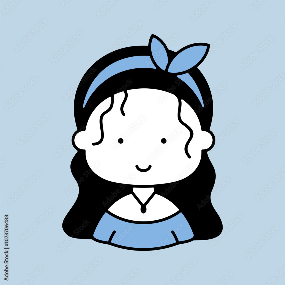 Woman girl with long straight hair vector icon Woman girl with long straight hair vector icon