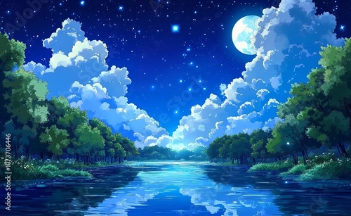 A Wide River Winds Through the Woods, the Sky is Full of Stars

 photo