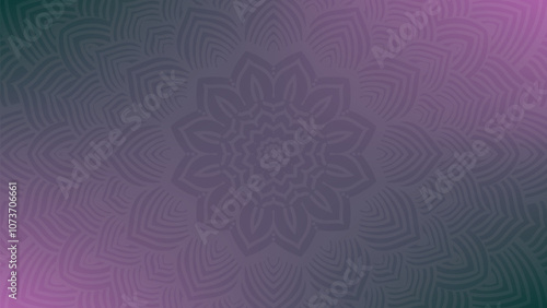 Round mandala on dreamy peach fuzz gradient background. Translucent mesh pattern in the form of a mandala. Mandala with floral patterns.Gradient background with round mandala.Vishal 