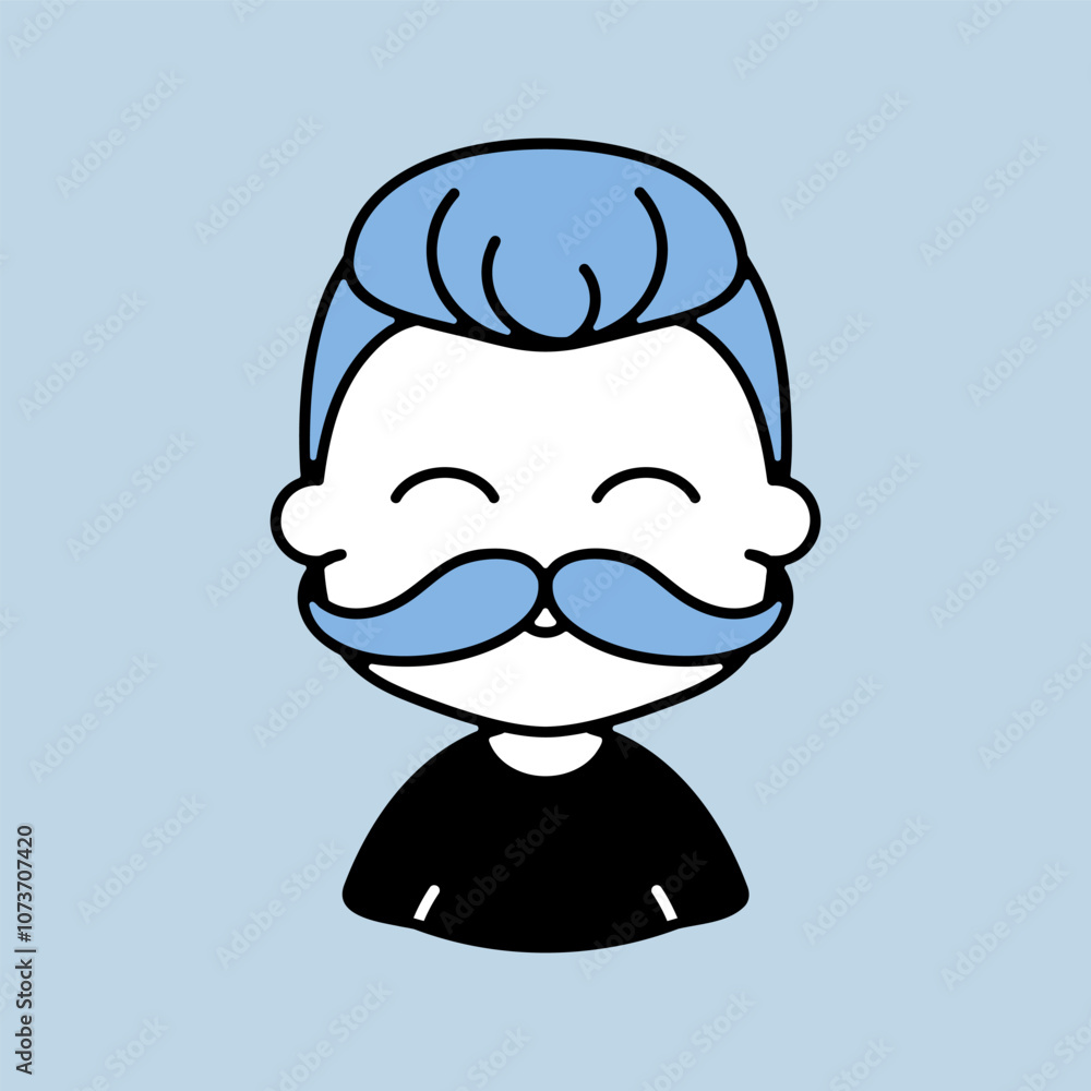 Man boy with mustache avatar vector icon Man boy with mustache avatar vector icon