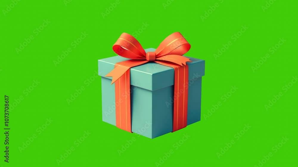 4k animation of blue gift icon with red ribbon isolated on green screen 4k animation of blue gift icon with red ribbon isolated on green screen