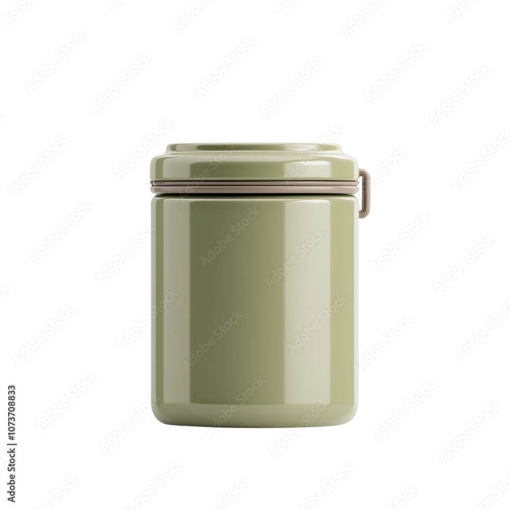 Stylish green storage jar with a secure lid on a white background, perfect for organizing kitchen essentials. transparent background Stylish green storage jar with a secure lid on a white background, perfect for organizing kitchen essentials. transparent background