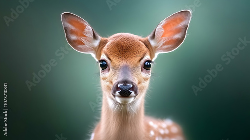 European fallow deer or common fallow deer (Dama dama) fawn portrait