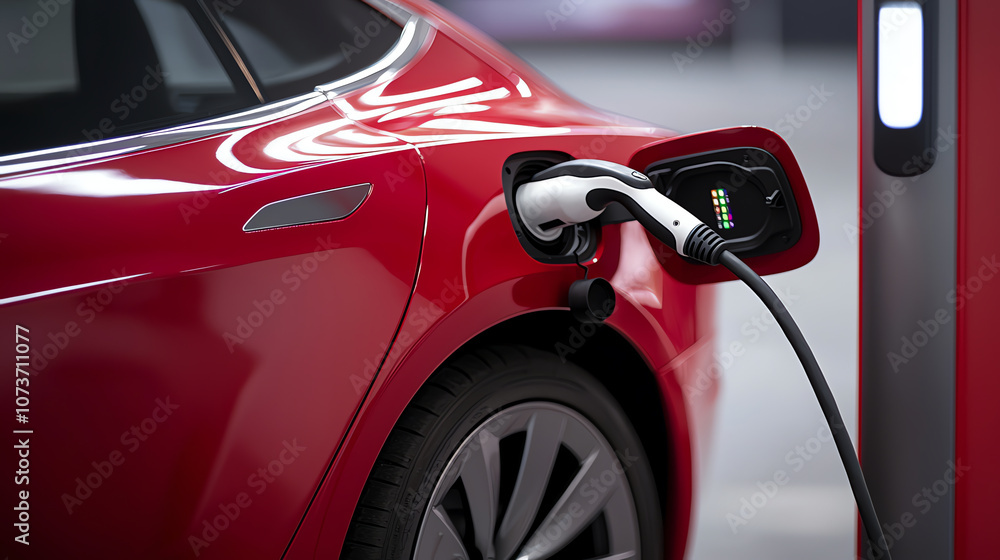Electric Car Charging with Visible Electric Current Flow Electric Car Charging with Visible Electric Current Flow