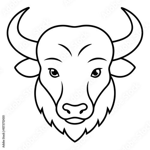 Bison head vector line art illustration