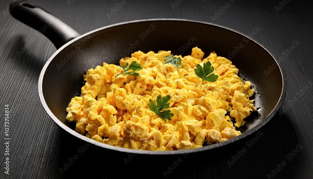 Scrambled eggs in a frying pan Scrambled eggs in a frying pan