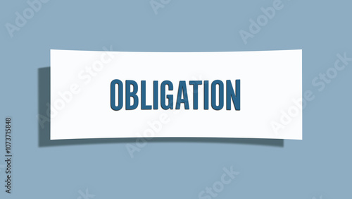Obraz na płótnie Obligation. A card isolated on blue background.