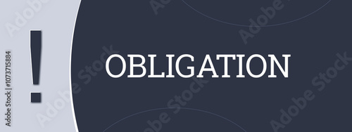 Foto Obligation. A blue banner illustration with white text.