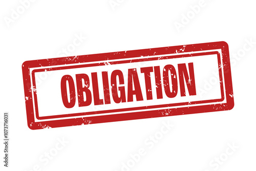 Fotografía Obligation. A red stamp isolated on white background.