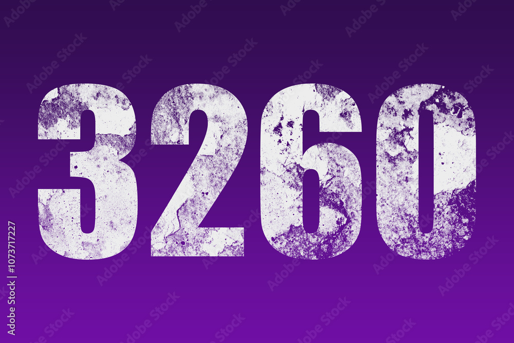 flat white grunge number of 3260 on purple background. flat white grunge number of 3260 on purple background.